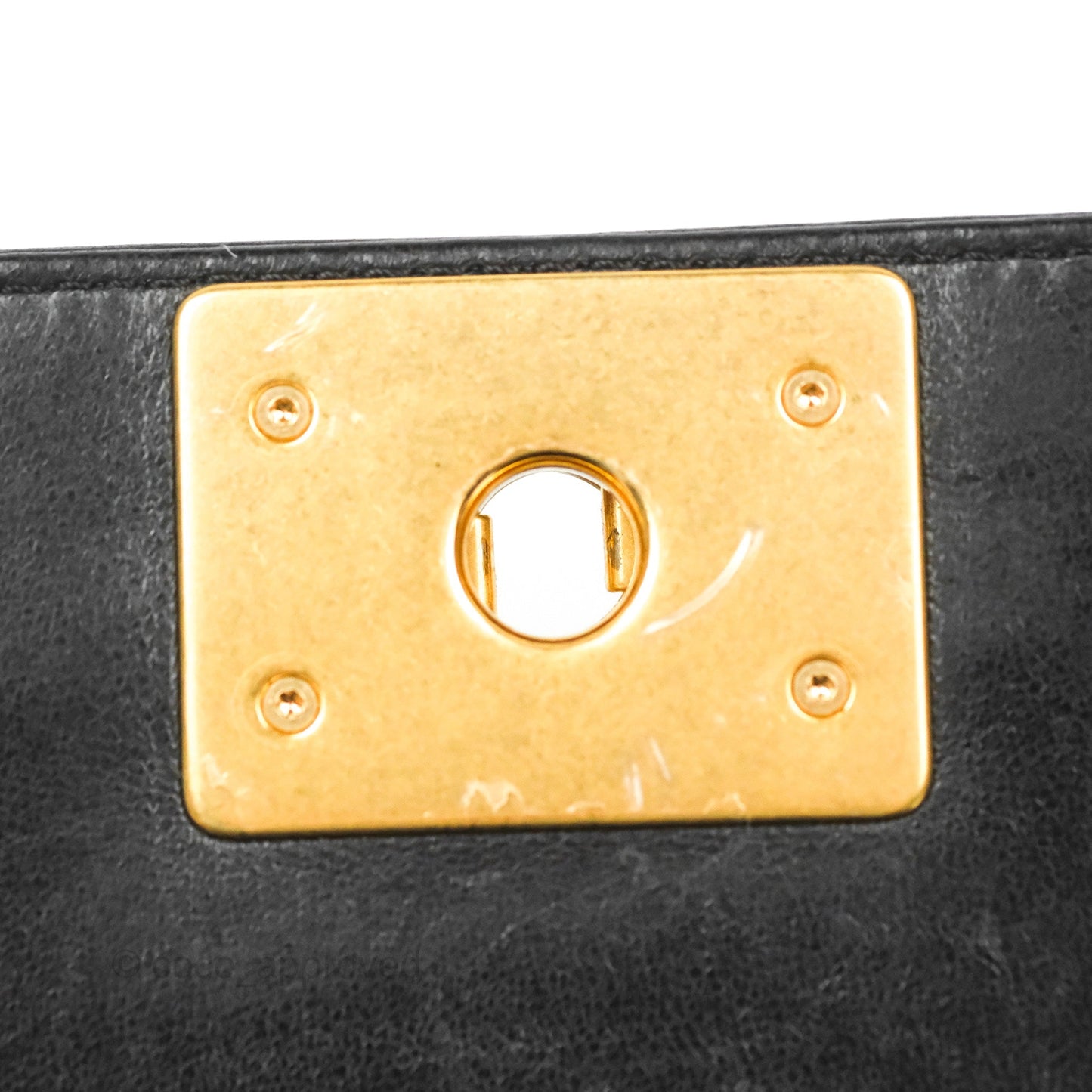 Chanel Quilted Medium Boy Black Lambskin Aged Gold Hardware
