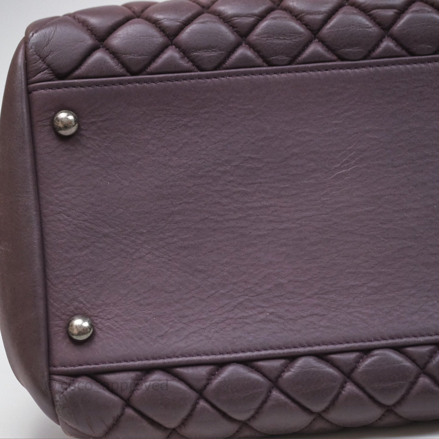 Chanel Large Mademoiselle Bowling Crumpled Calfskin Purple Ruthenium Hardware