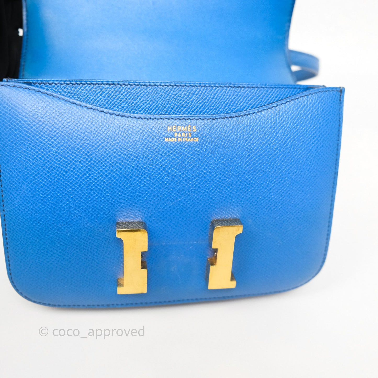 Hermès Constance Mini 18cm Bleu Izmir 7W Epsom Gold Hardware