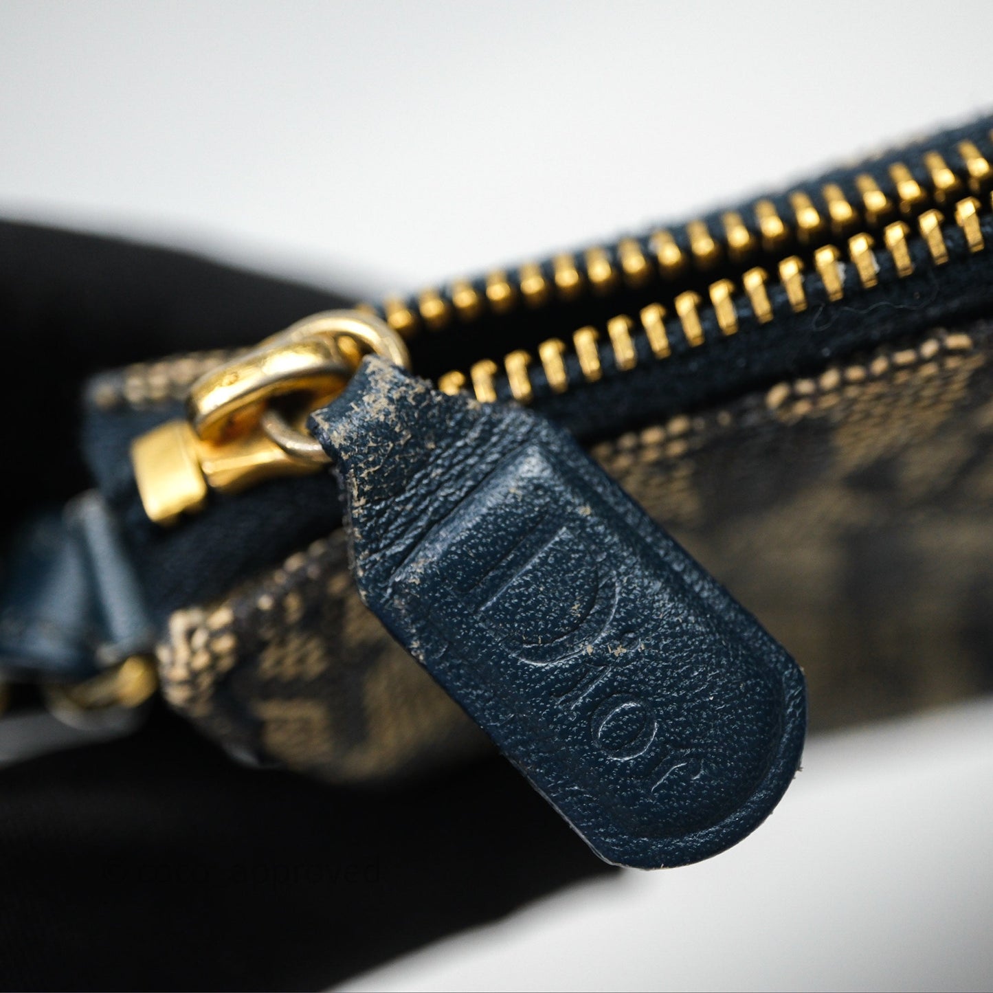 Christian Dior Vintage Mini Saddle Bag Blue Oblique Jacquard