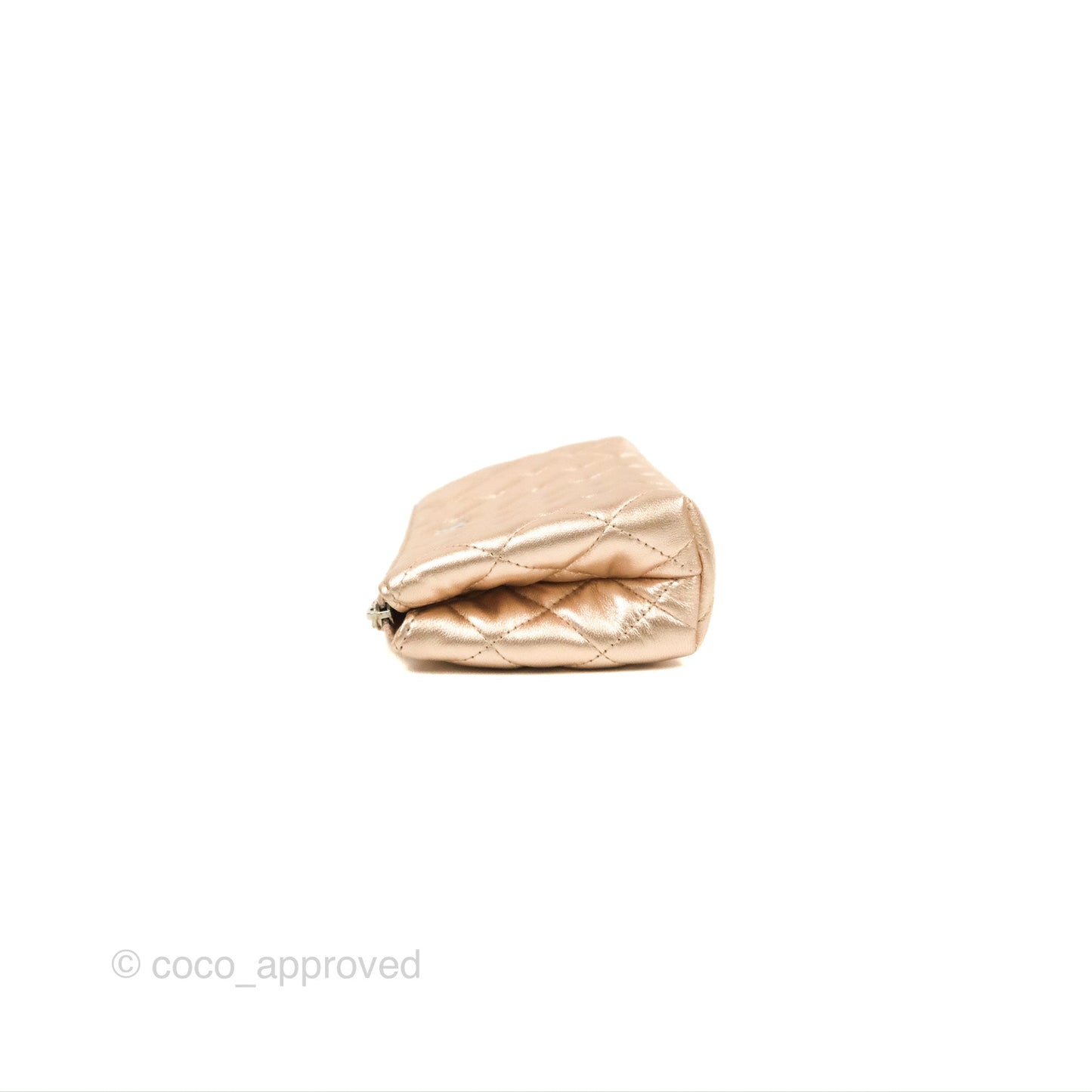 Chanel Toiletry Pouch Metallic Rose Gold Lambskin Silver Hardware