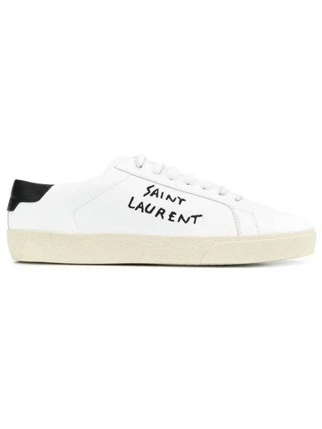 Luxury Saint Laurent Court Classic Embroidered Low Top Sneakers White