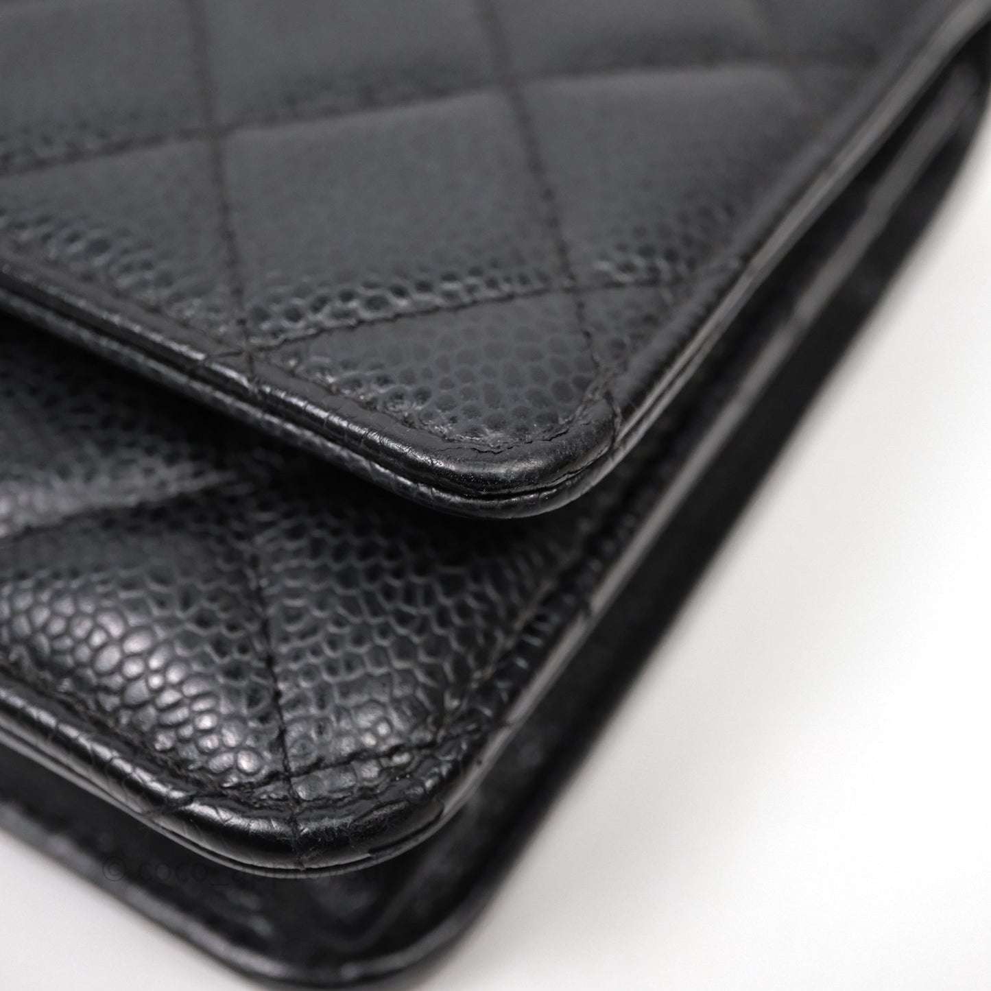 Chanel Classic Wallet On Chain WOC Quilted Black Caviar Gold Hardware