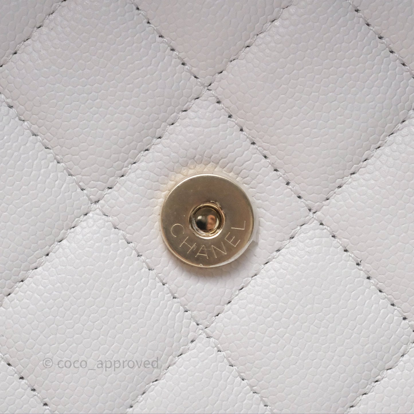 Chanel Crystal CC Wallet on Chain WOC White Caviar Gold Hardware