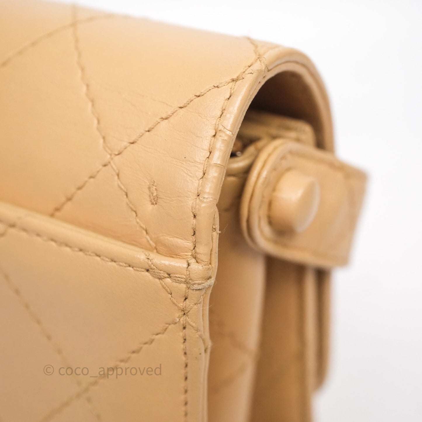 Chanel Vintage Quilted Kelly Shoulder Bag Beige Silver Hardware