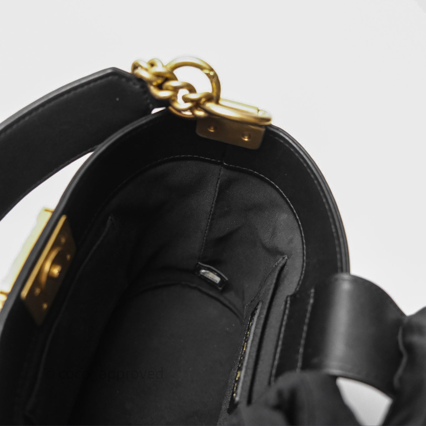Chanel Quilted Boy Bucket Bag Black Lambskin Aged Gold Hardware