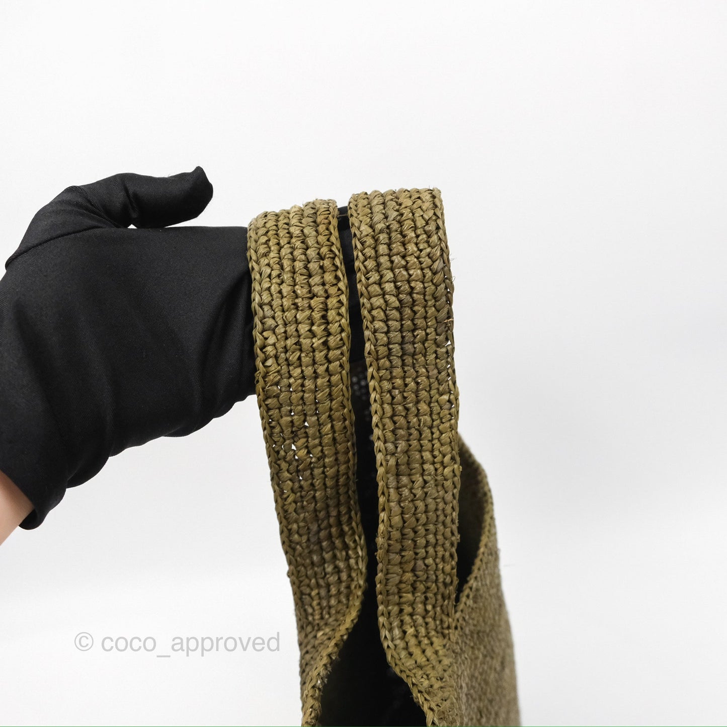 Loewe Mini Slit Bag in Raffia / Calfskin Natural Olive