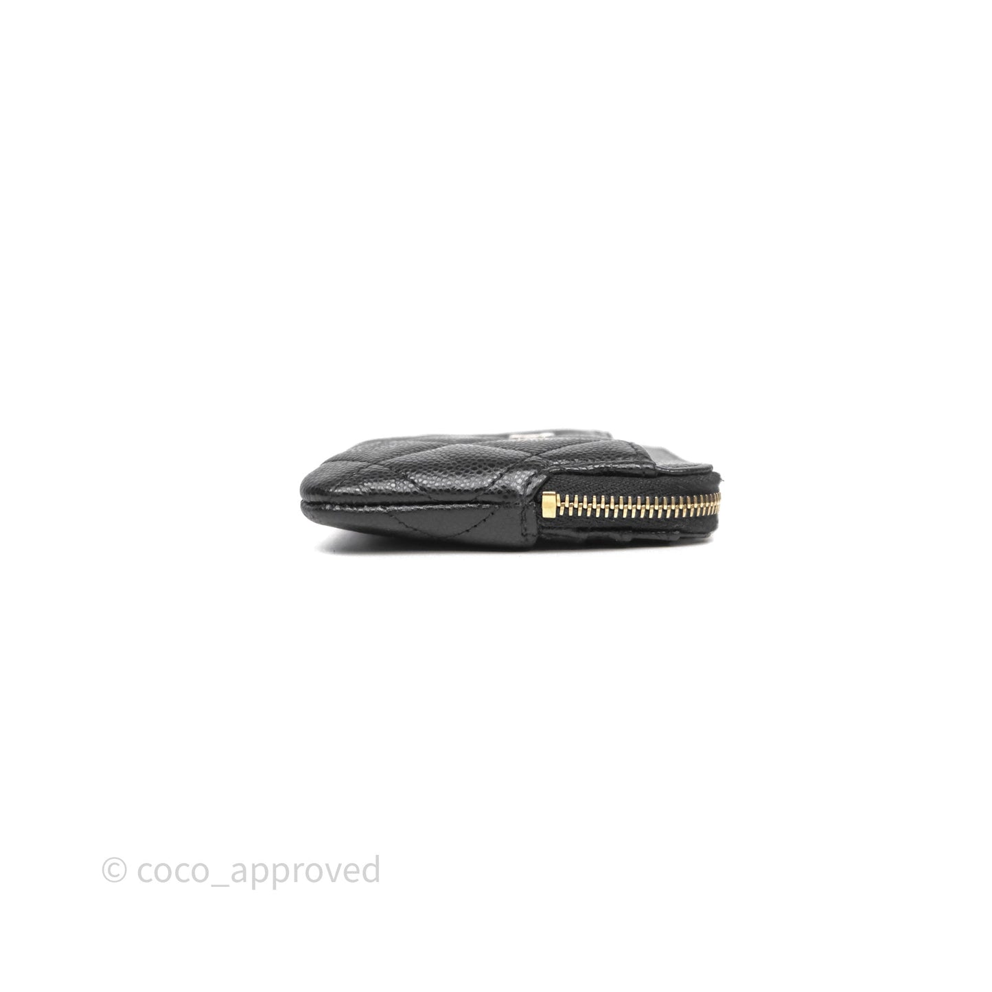 Chanel Quilted Classic Zip Card Holder Wallet Black Caviar Gold Hardware