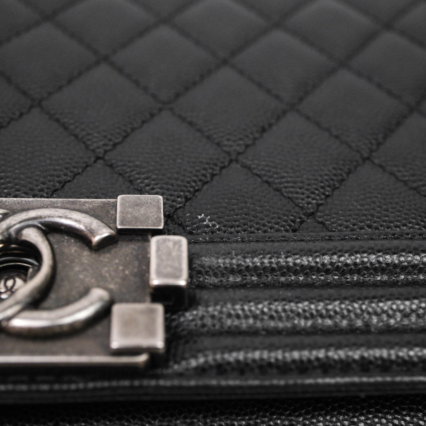 Chanel Medium Boy Quilted Black Caviar Ruthenium Hardware