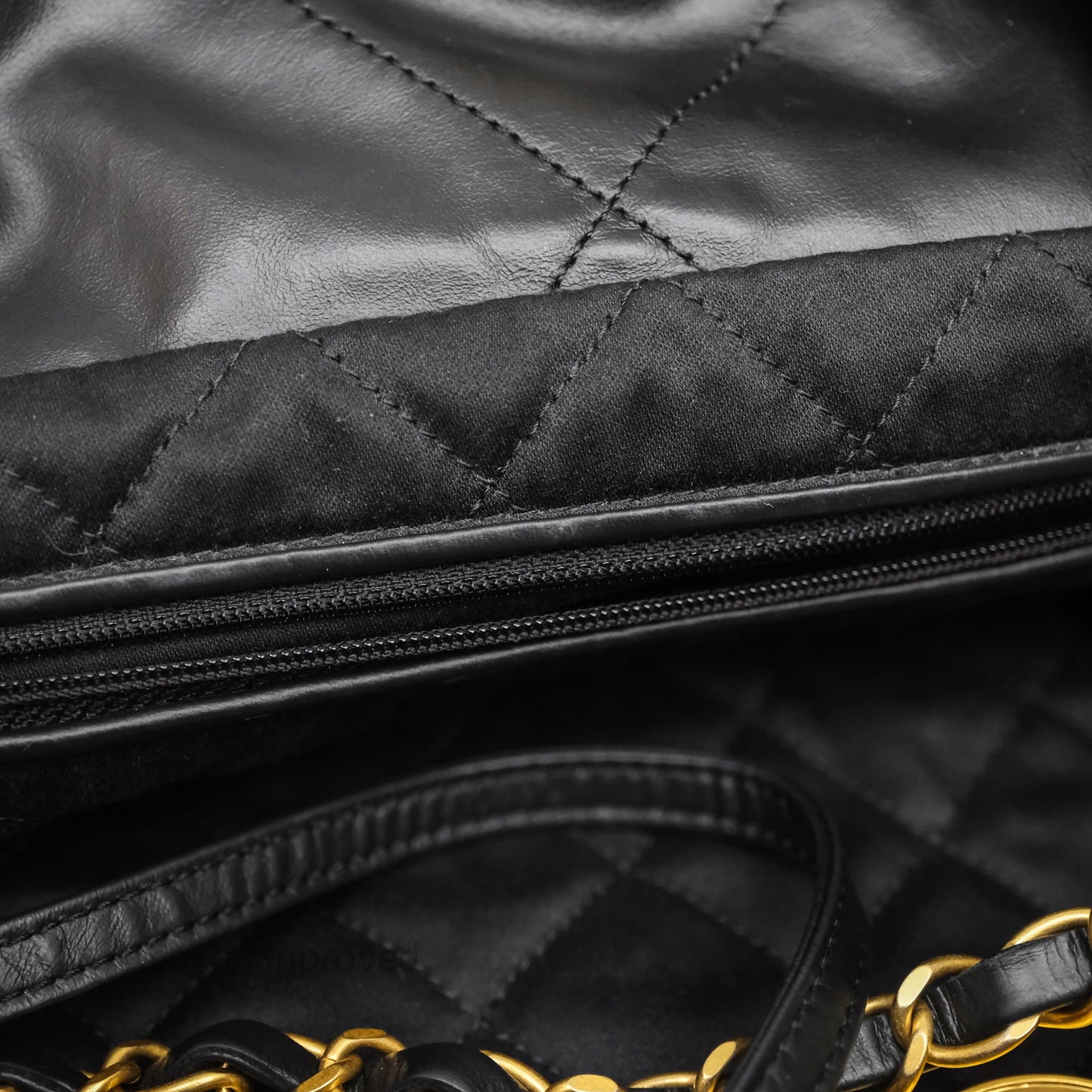 Chanel 22 Medium Black Crumpled Calfskin Aged Gold Hardware