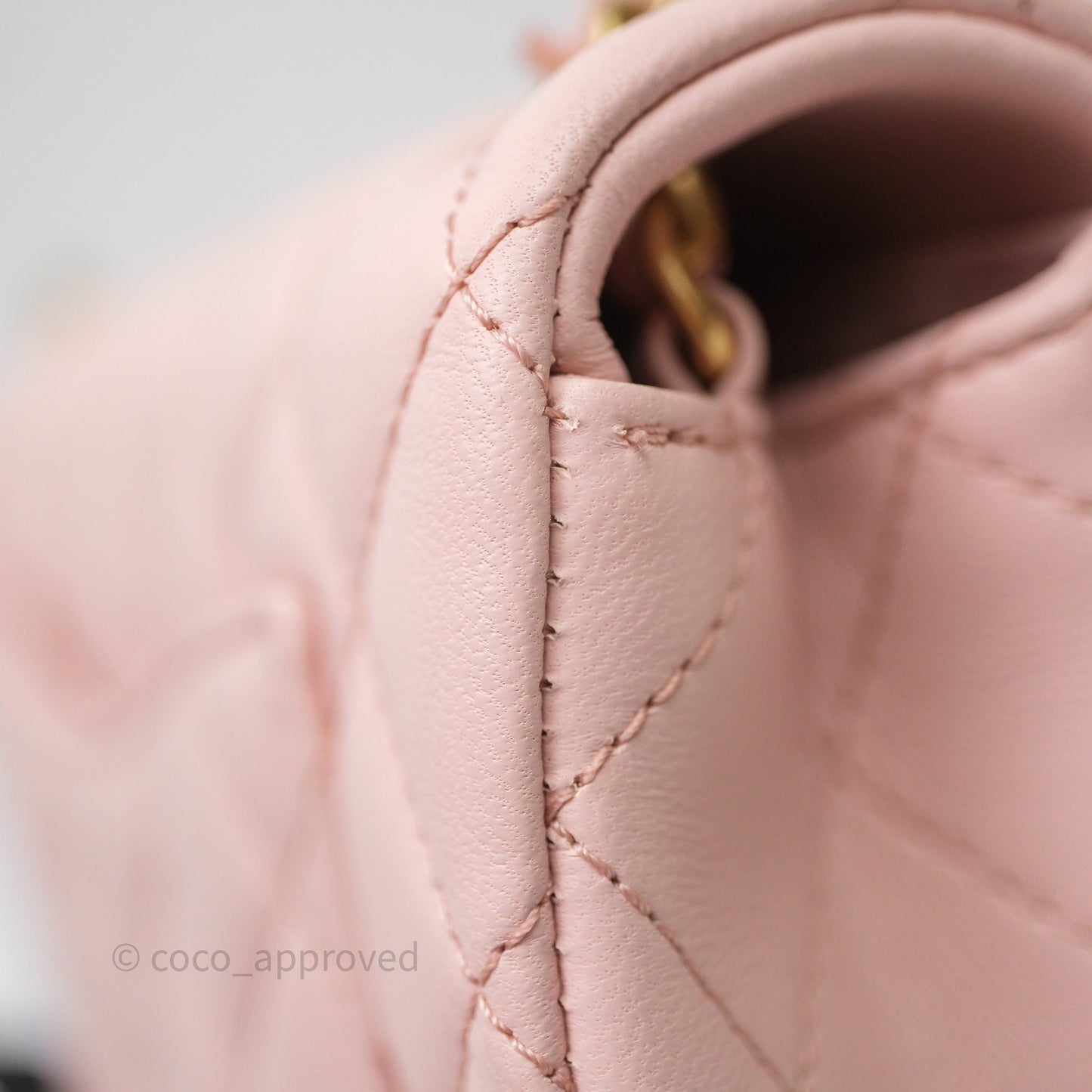 Chanel Mini Rectangular Pearl Crush Baby Pink Lambskin Aged Gold Hardware