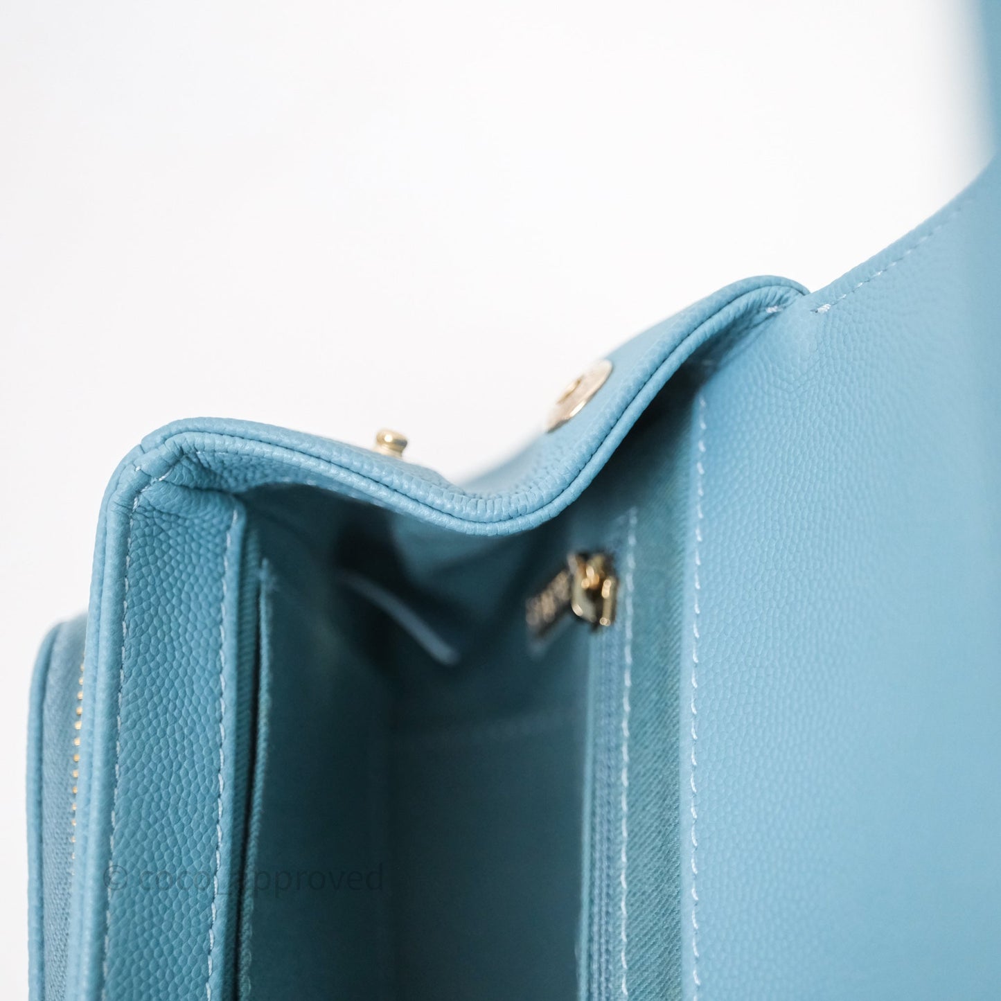 Chanel Small Quilted Business Affinity Flap Caviar Blue Gold Hardware