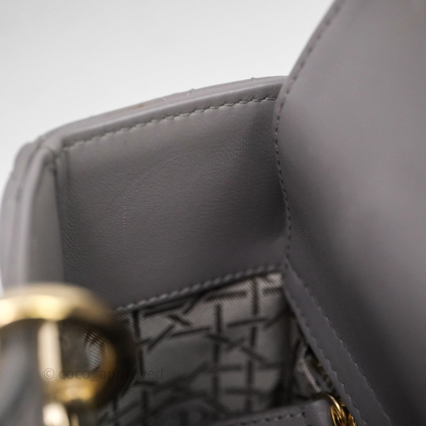 Christian Dior Small Lady Dior Grey Lambskin Gold Hardware
