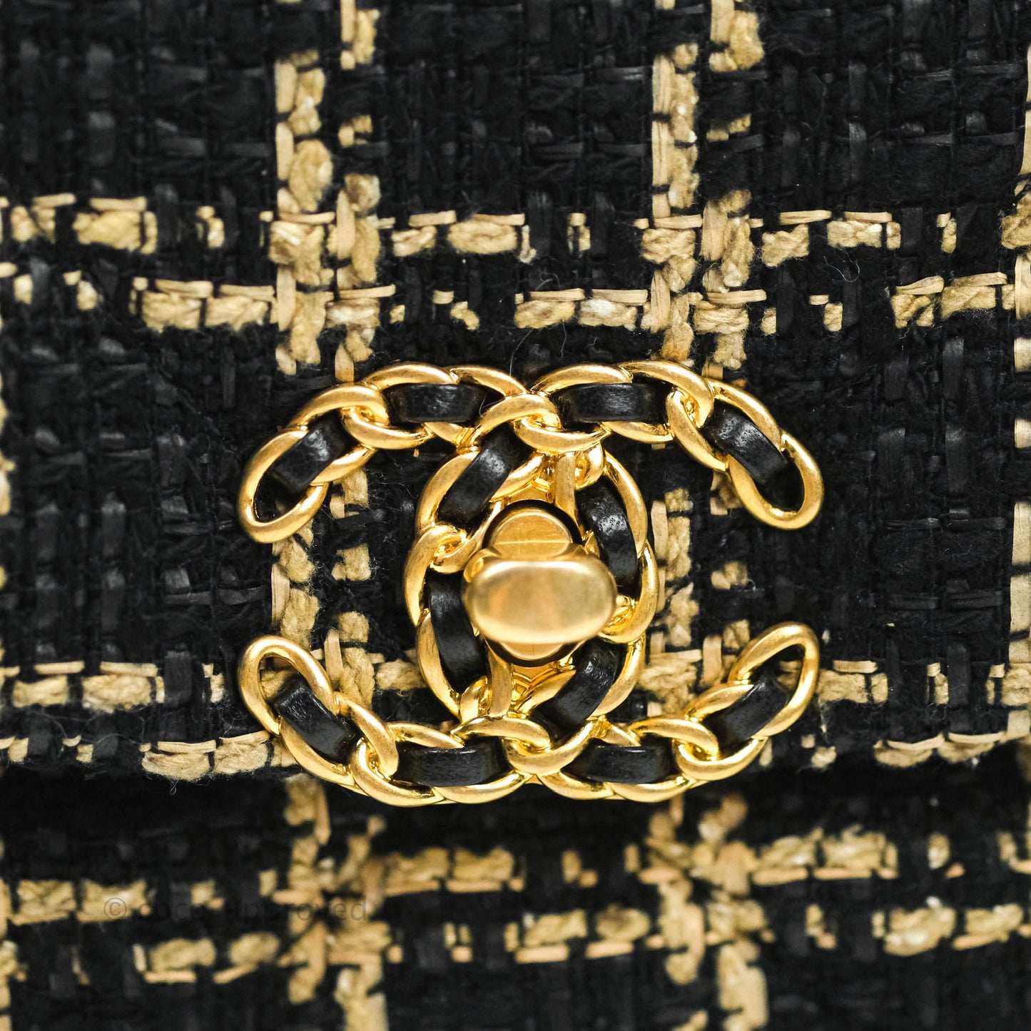 Chanel 19 Small Tweed Black and Gold Mixed Hardware
