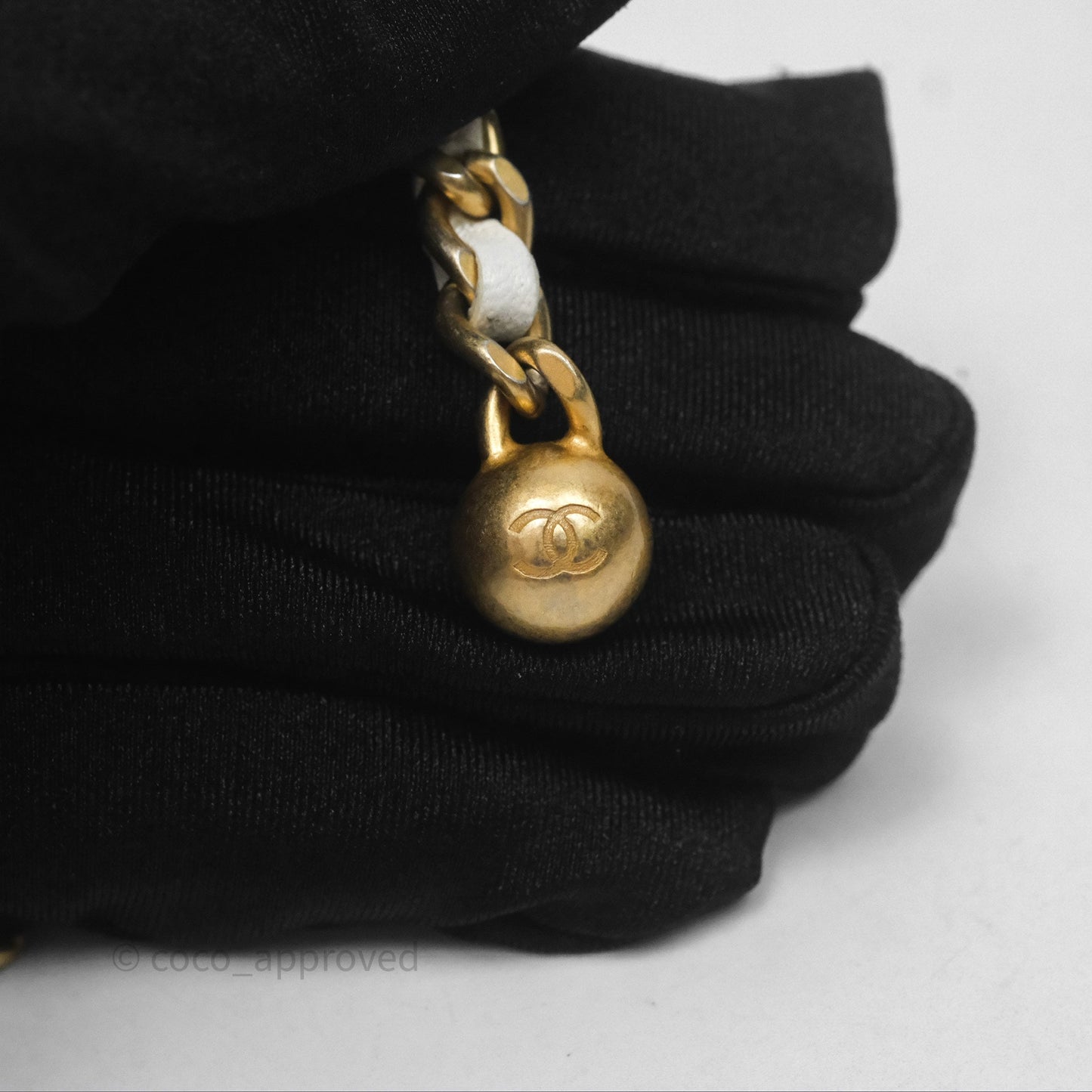 Chanel Mini Pearl Crush Vanity With Chain Ivory White Aged Gold Hardware