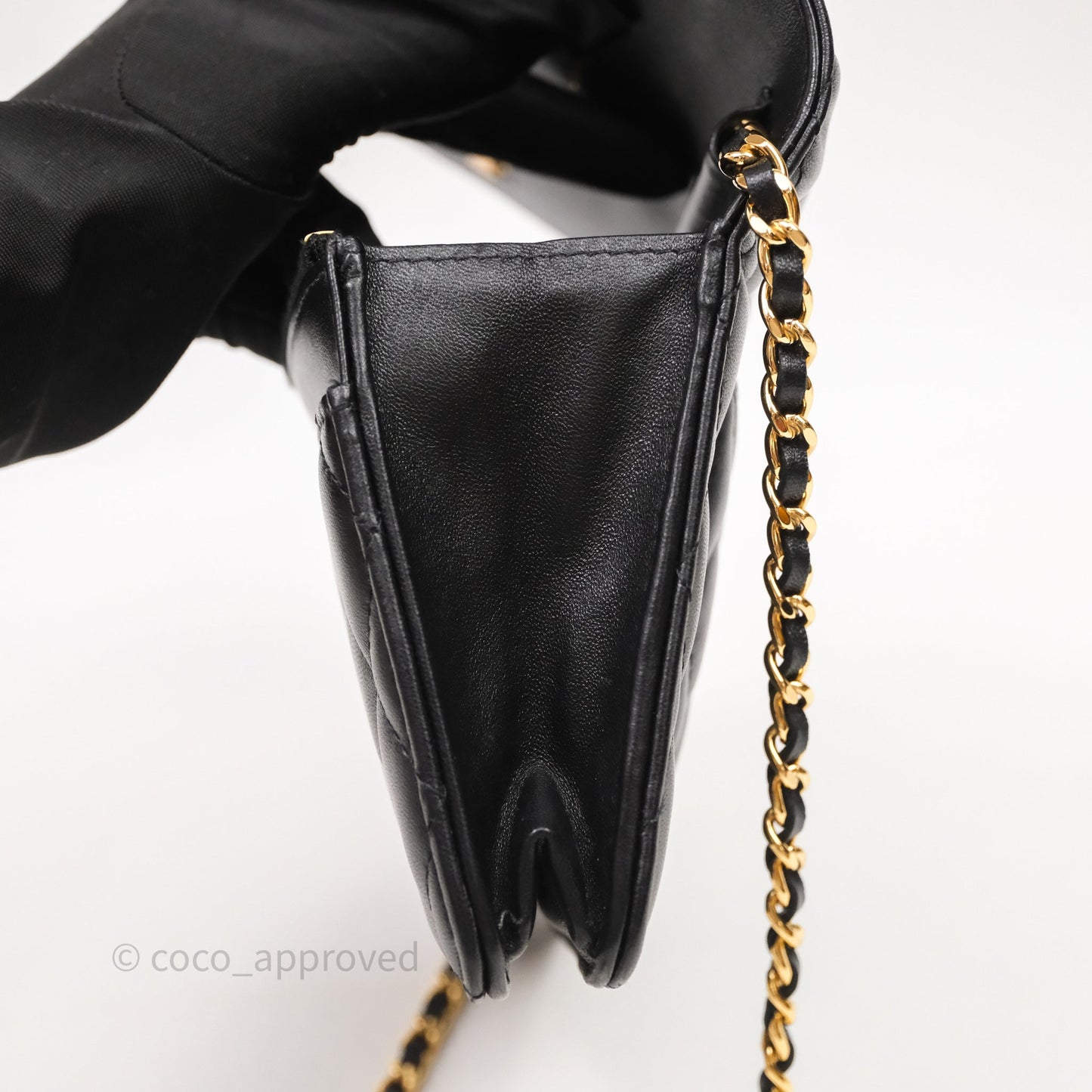 Chanel Quilted WOC Black Lambskin Gold Hardware