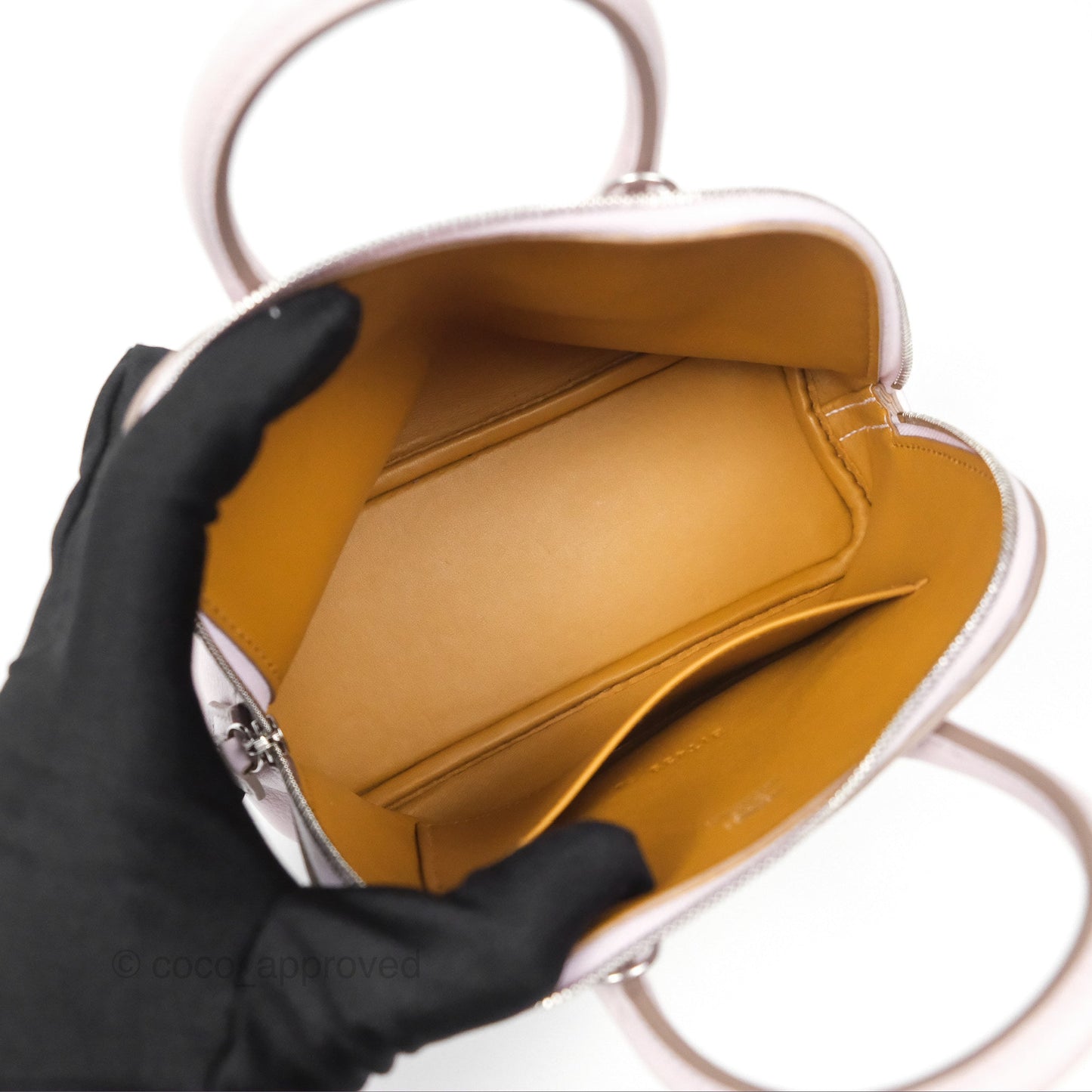 Hermès Bolide Mini 1923 Verso Evercolor Mauve Pale 09/ Caramel 28 Palladium Hardware