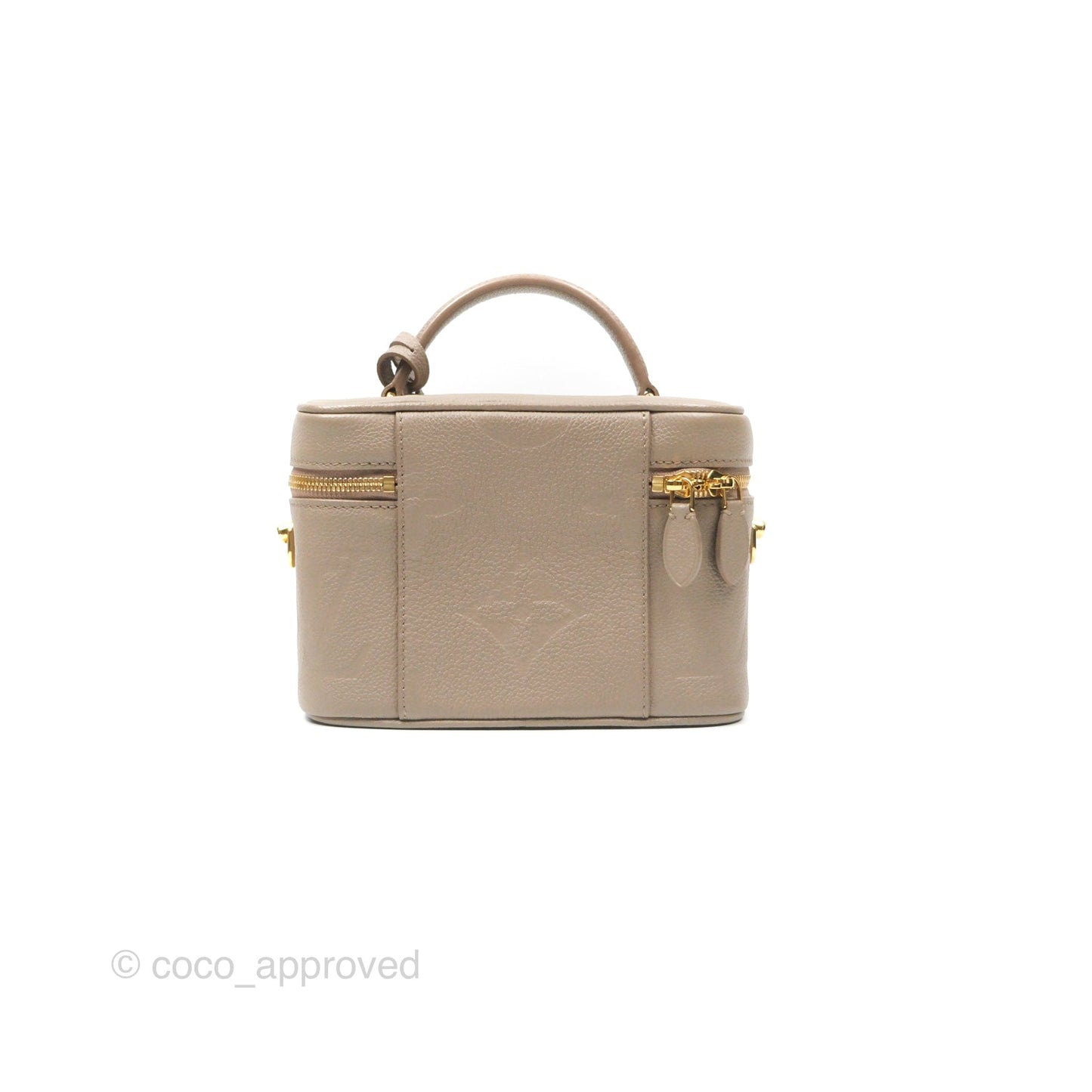 Louis Vuitton Monogram Empreinte Tourterelle Vanity PM Beige Gold Hardware