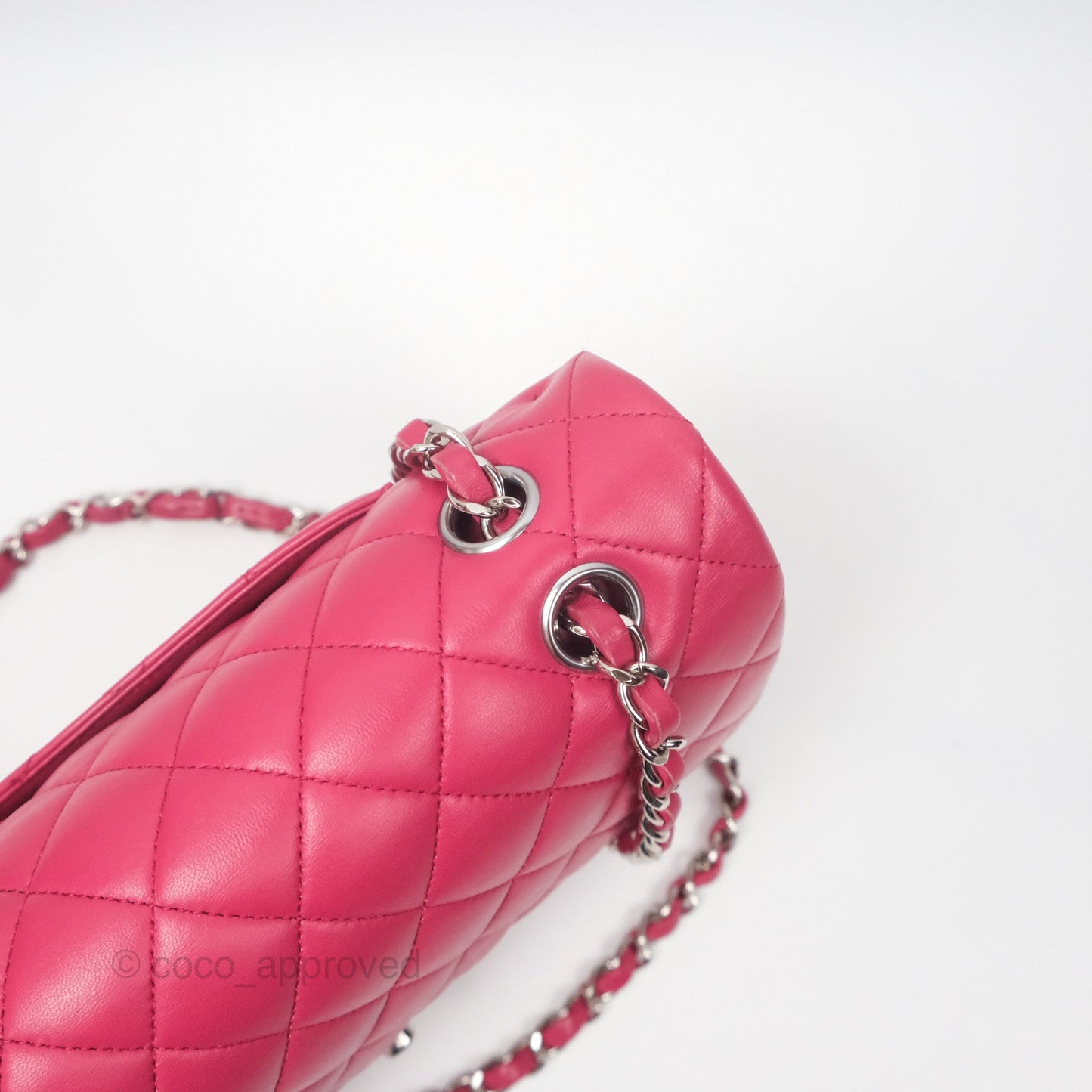 Chanel Classic M/L Medium Flap Quilted Dark Pink Lambskin Silver Hardware