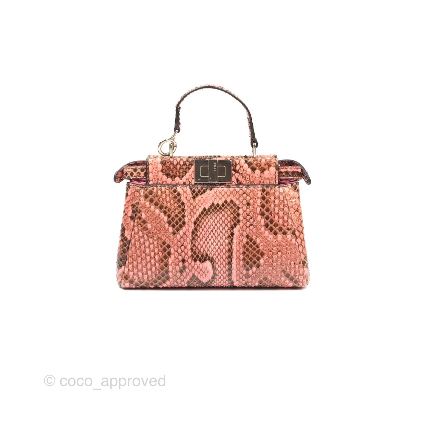 Fendi Micro Peekaboo Bag Pink Python Silver Hardware