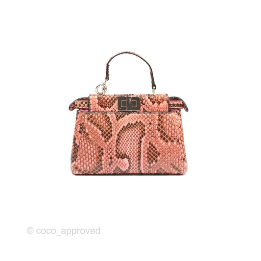 Fendi Micro Peekaboo Bag Pink Python Silver Hardware
