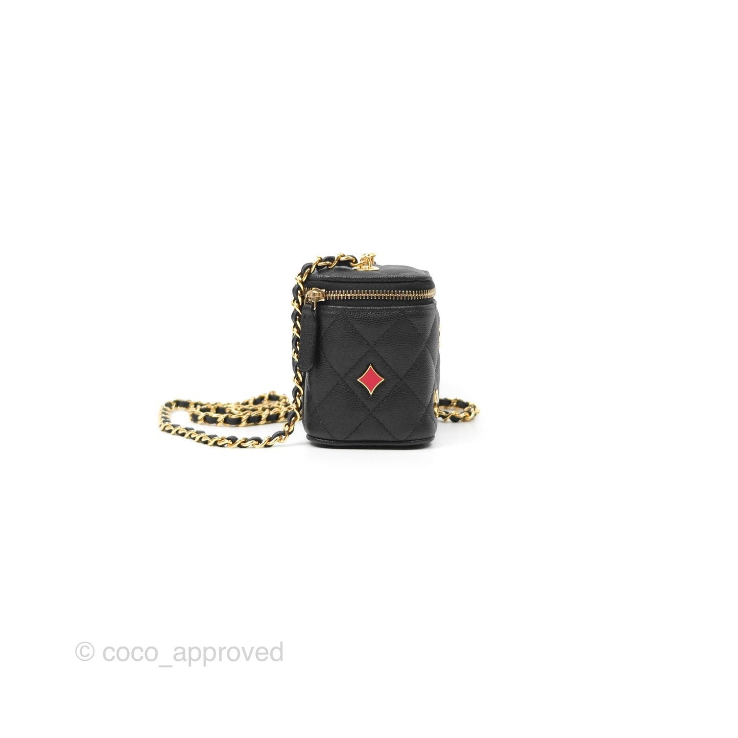 Chanel Mini Poker Vanity With Chain Black Caviar Gold Hardware