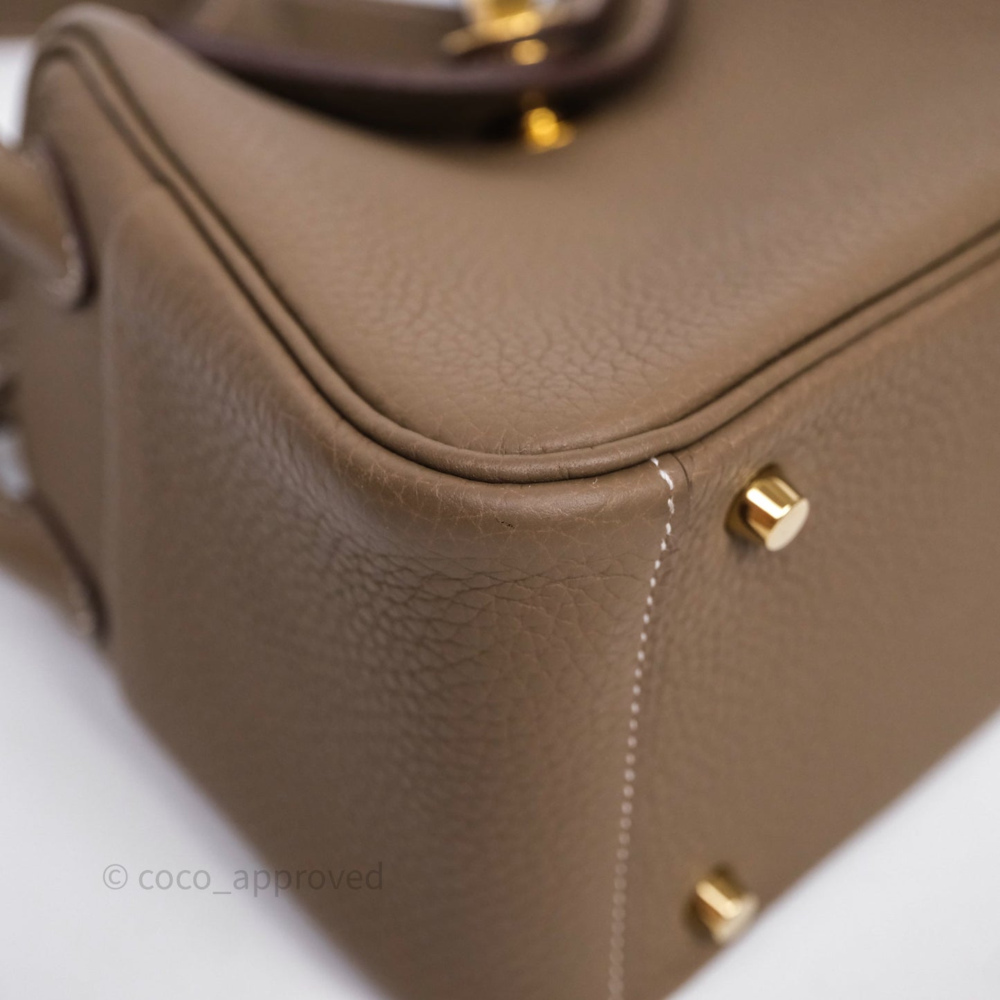 Hermès Mini Lindy 20 Etoupe 18 Clemence Gold Hardware