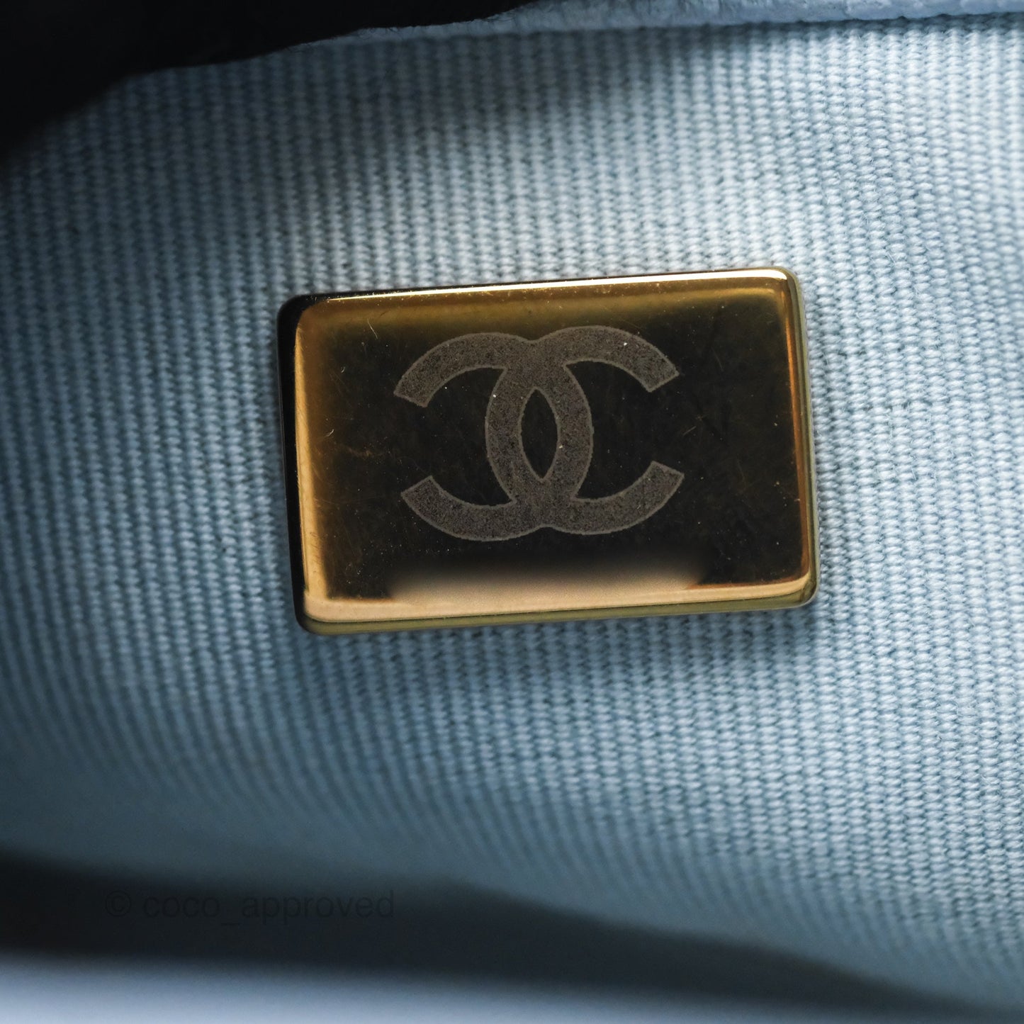 Chanel Quilted My Perfect Mini Iridescent Blue Caviar Aged Gold Hardware