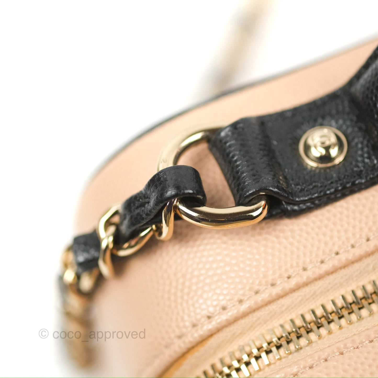 Chanel Quilted Medium CC Filigree Vanity Case Black Beige Caviar Gold Hardware