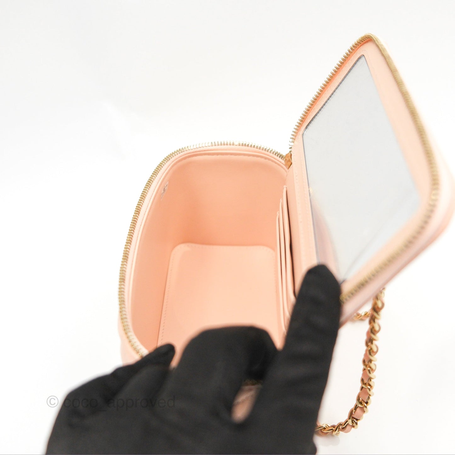 Chanel Vanity Rectangular Pink Beige Caviar Gold Hardware