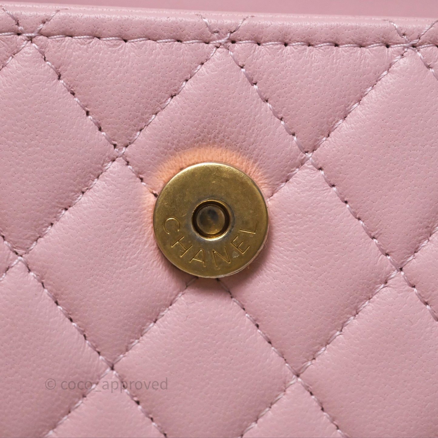 Chanel Mini Enamel Handle Clutch on Chain Pink Lambskin Gold Hardware 22B