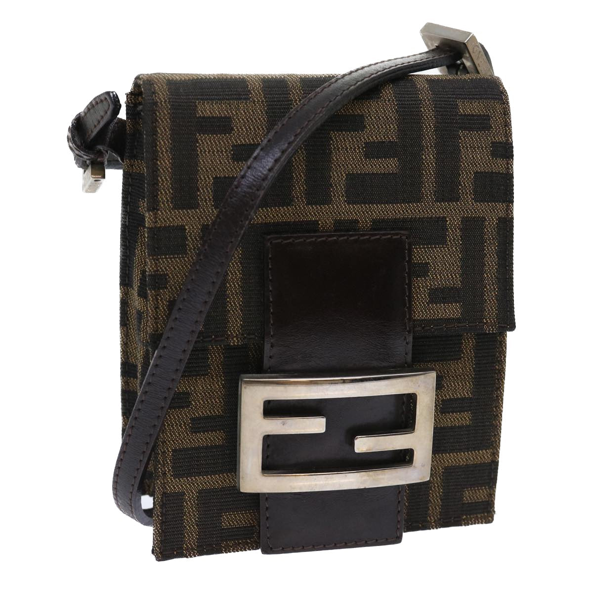 Luxury FendiZucca Canvas Mamma Baguette Shoulder Bag Brown Black52735