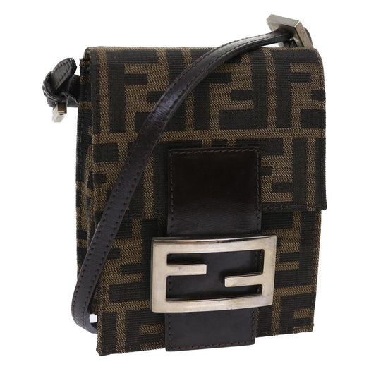 Luxury FendiZucca Canvas Mamma Baguette Shoulder Bag Brown Black52735