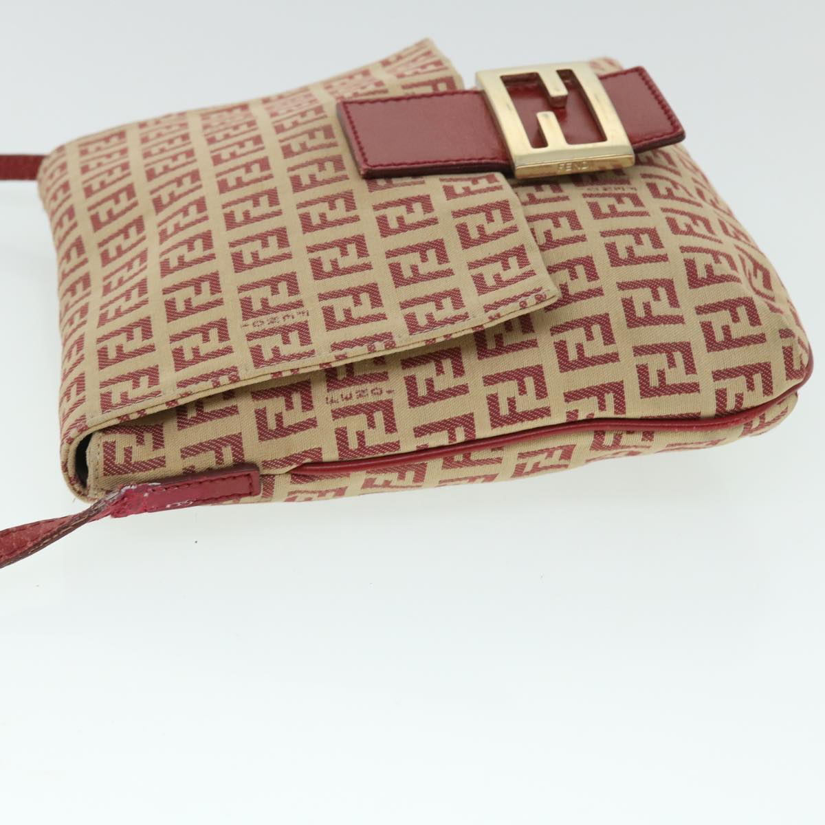 Luxury FendiZucchino Canvas Mamma Baguette Shoulder Bag Beige Red52738