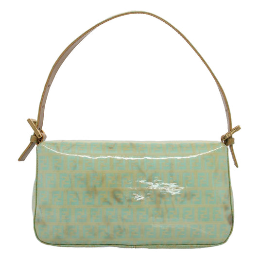 Luxury FendiMamma Baguette Shoulder Bag Coated Canvas Light Blue52741