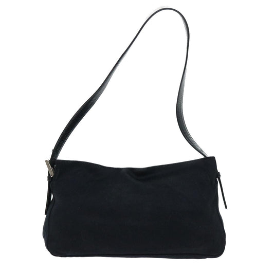 Luxury FendiMamma Baguette Shoulder Bag Coated Canvas Black52742