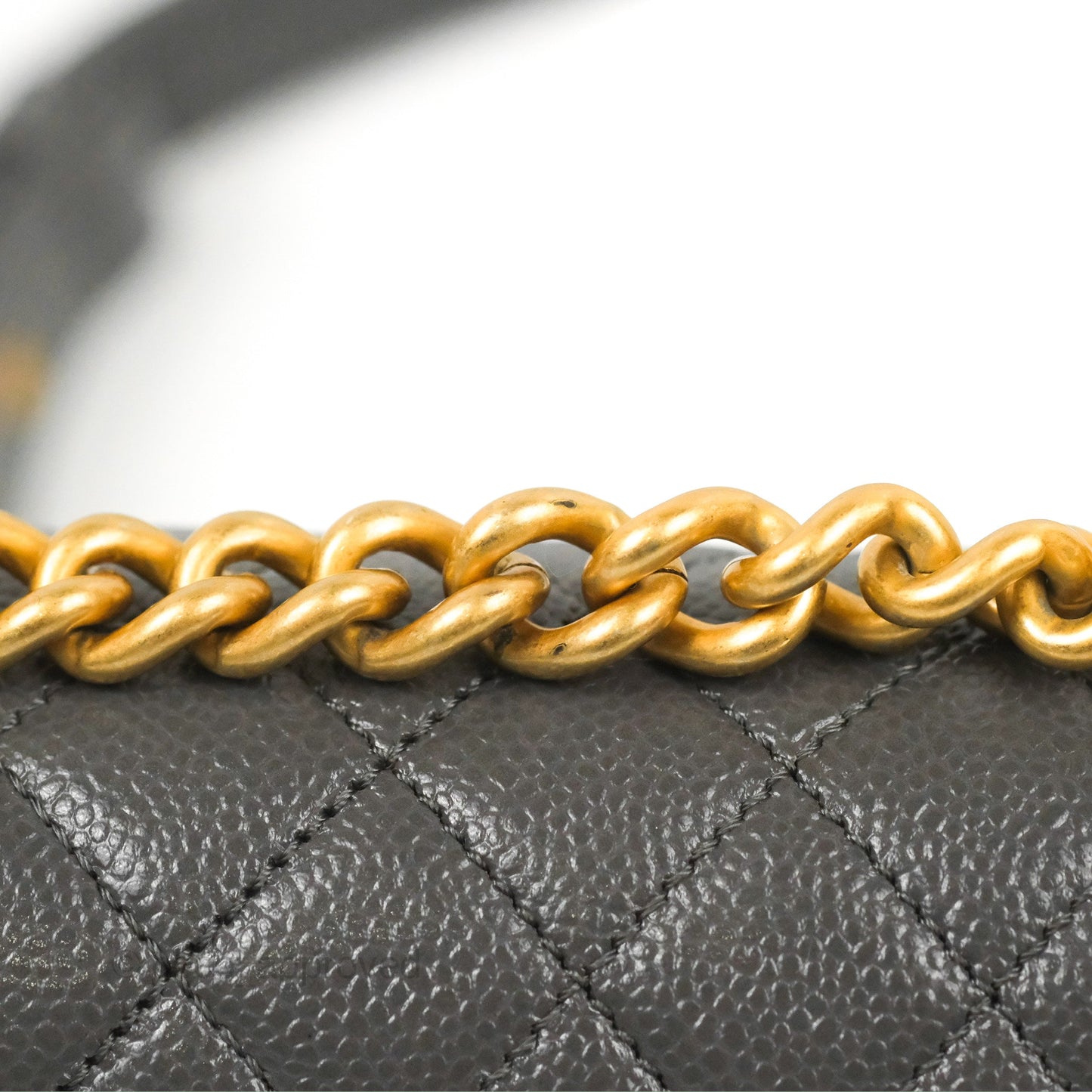Chanel Mini Boy Dark Grey Caviar Aged Gold Hardware