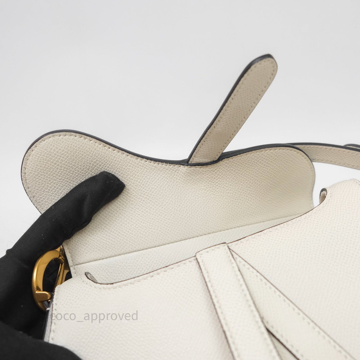 Christian Dior Mini Saddle Bag White Grained Calfskin Gold Hardware