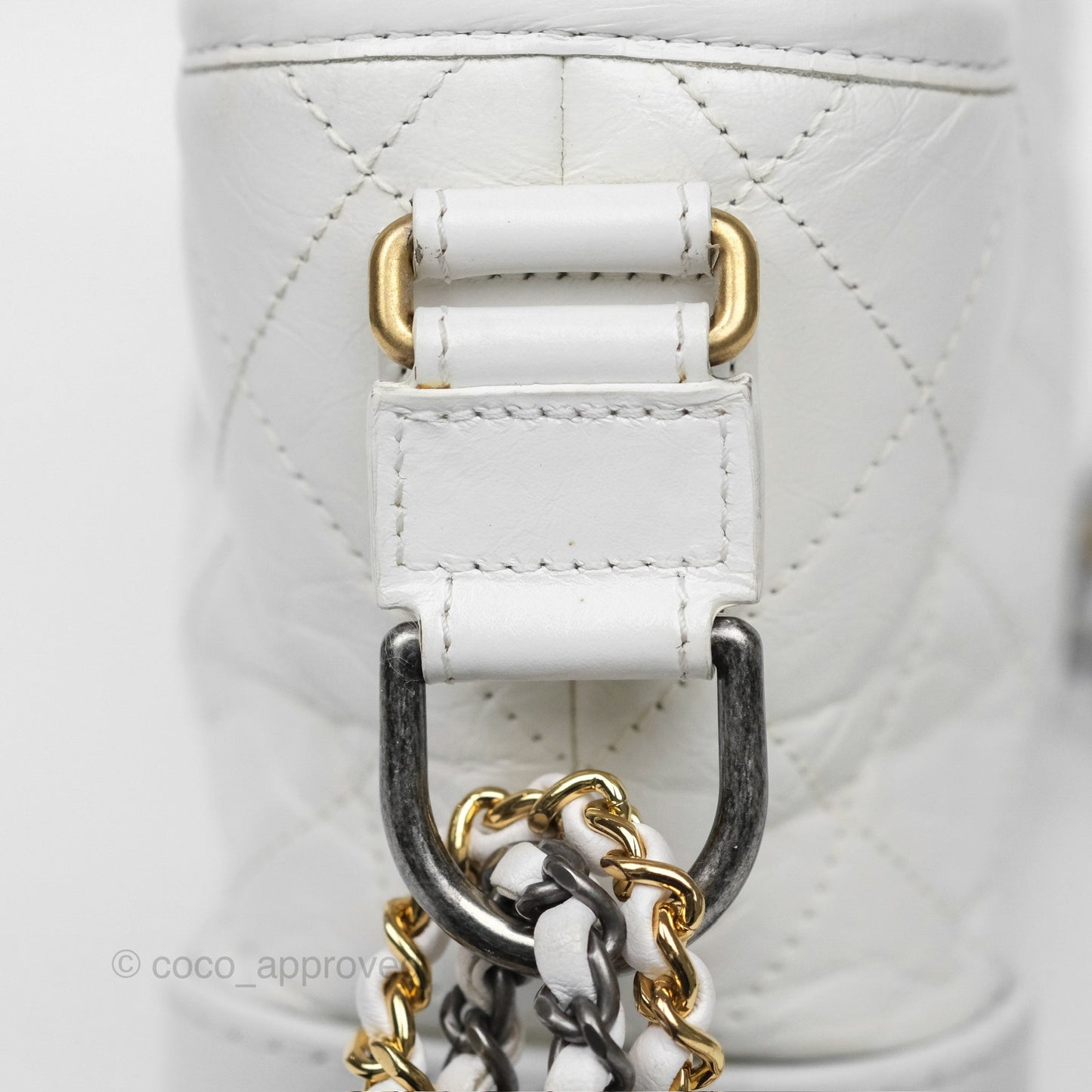 Chanel Small Gabrielle Hobo Quilted White Aged Calfskin