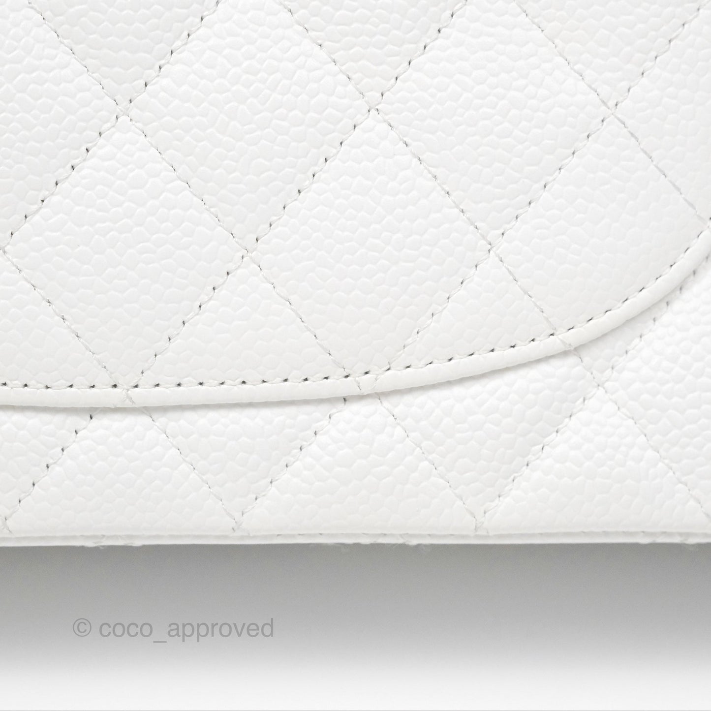 Chanel Classic M/L Medium Flap Quilted White Caviar Silver Hardware
