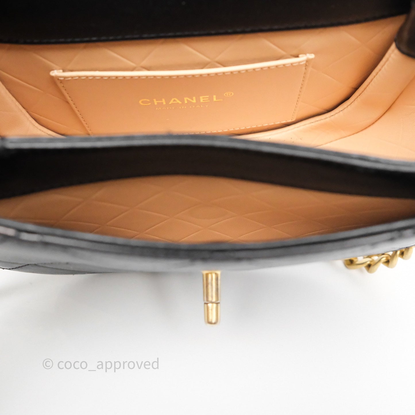 Chanel Mini Moon Messenger Bag Black Calfskin Aged Gold Hardware