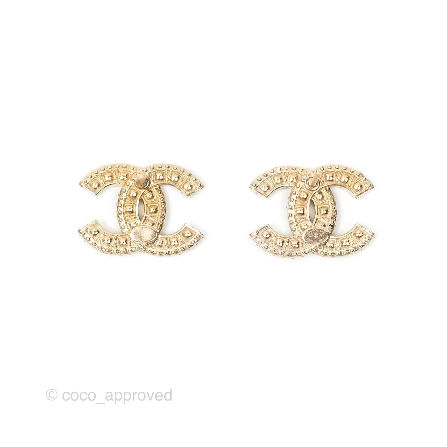 Chanel Crystal CC Earrings Gold Tone 23V