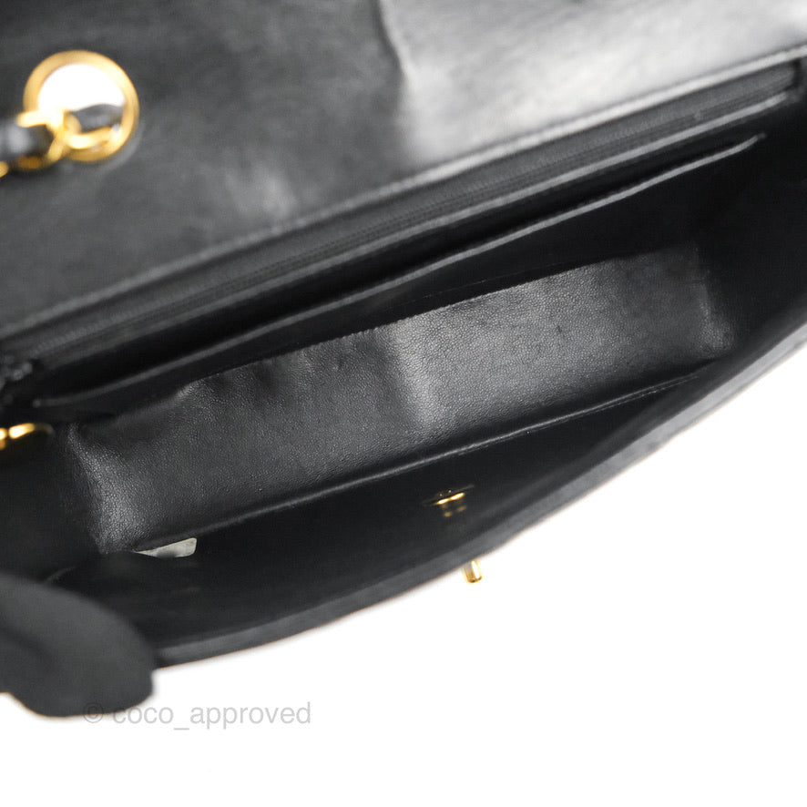 Chanel Vintage Small Flap Bag Black Lambskin 24K Gold Hardware