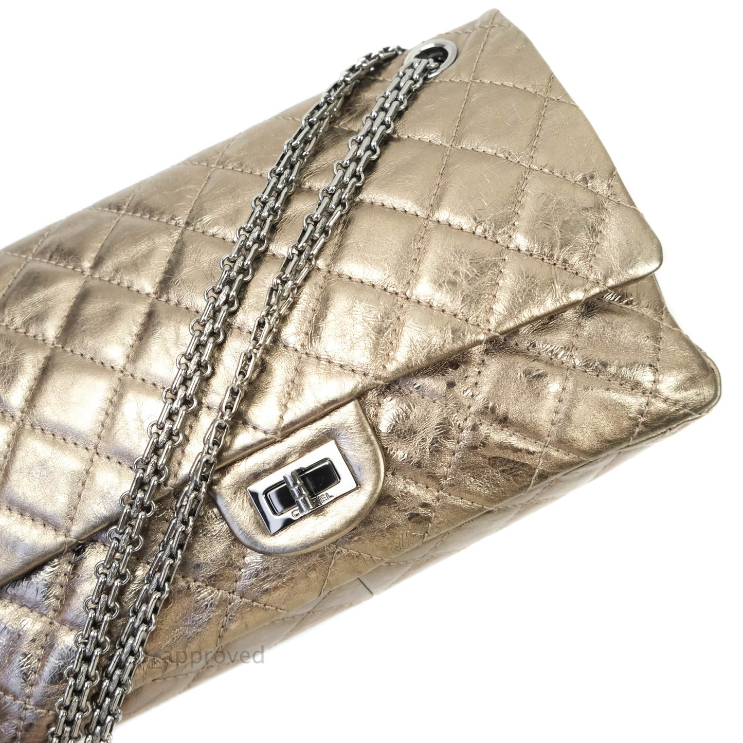 Chanel Quilted Reissue 226 Metallic Calfskin Gun Metal