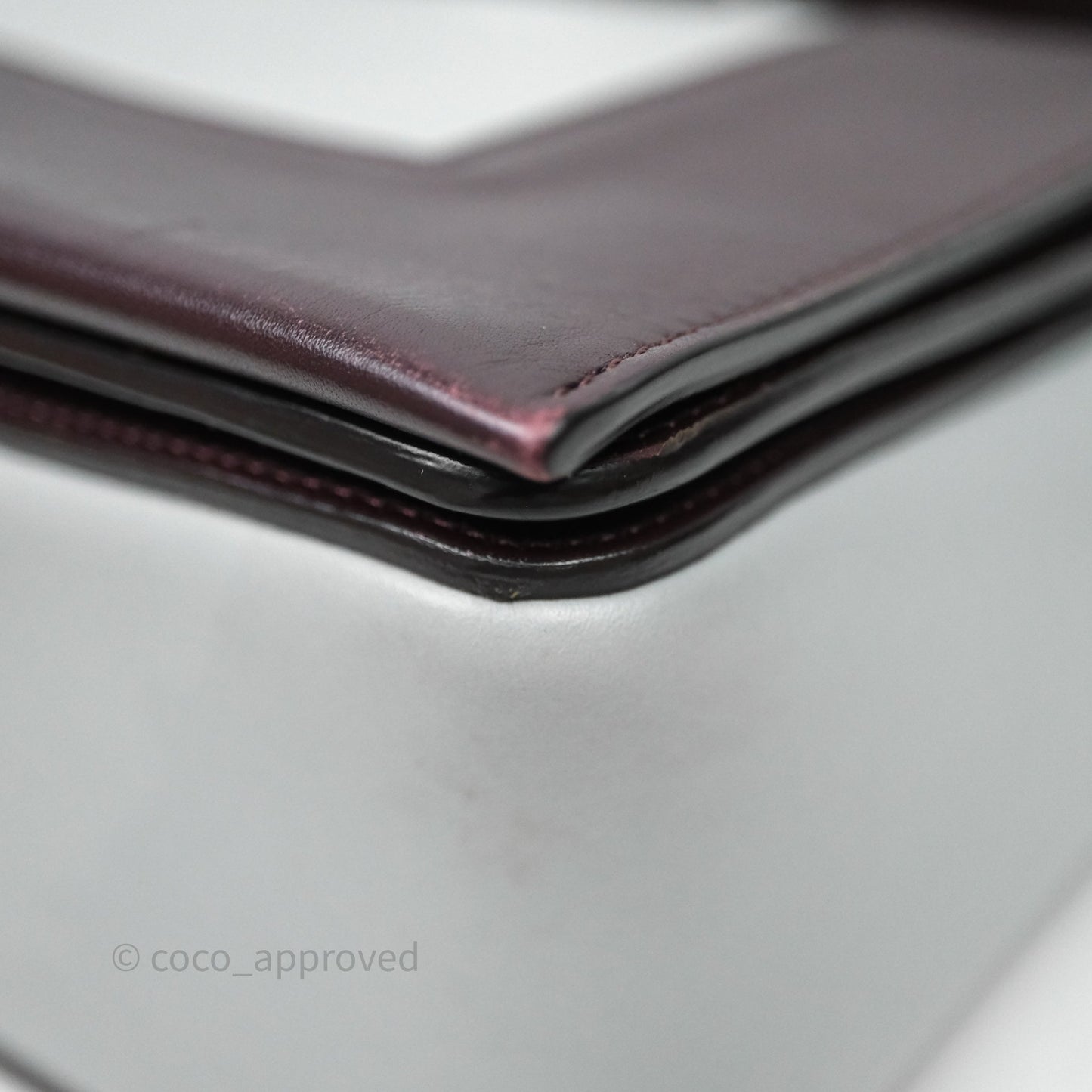 Celine Medium Frame Bag Burgundy / Pearl Blue Calfskin Silver Hardware