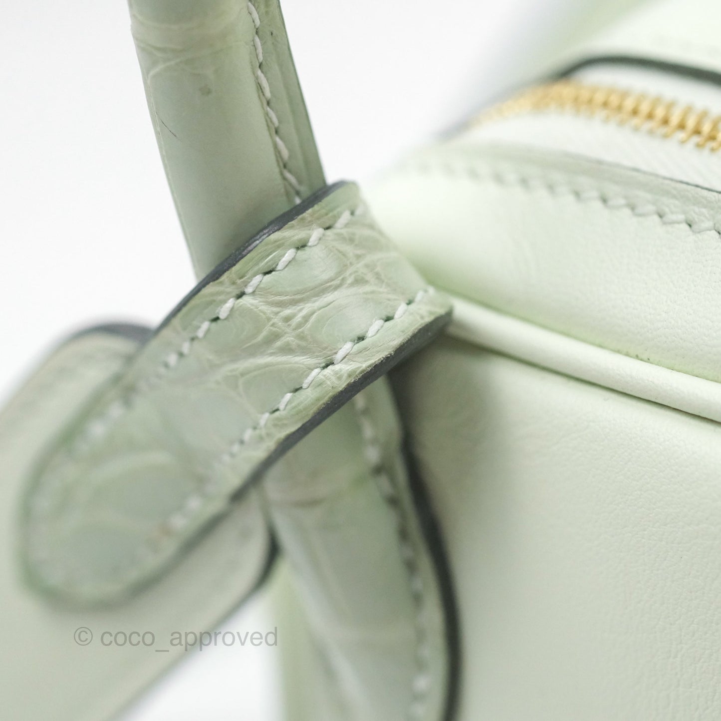 Hermès Mini Lindy Touch Vert Fizz 0S Swift Alligator Handle Gold Hardware