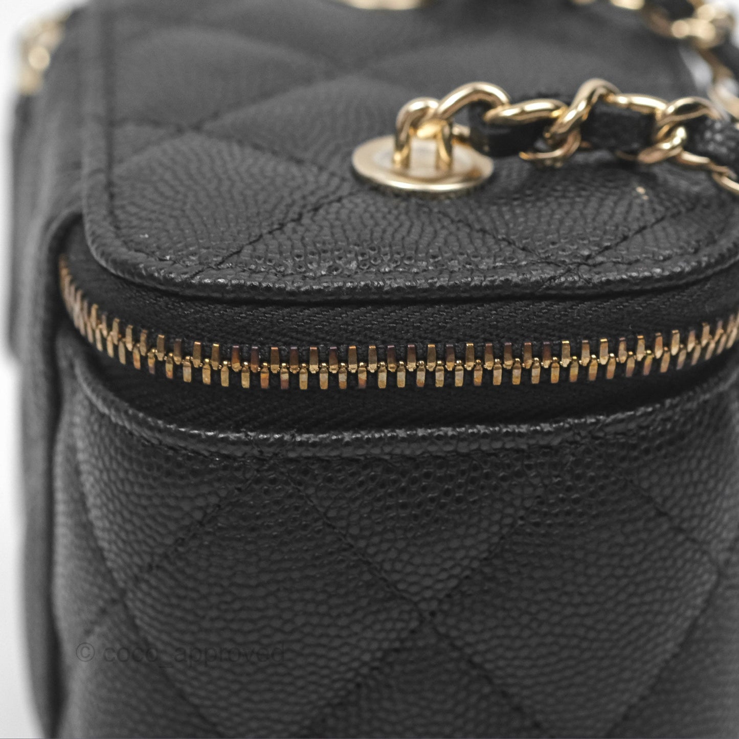 Chanel Mini Vanity With Chain Black Caviar Gold Hardware