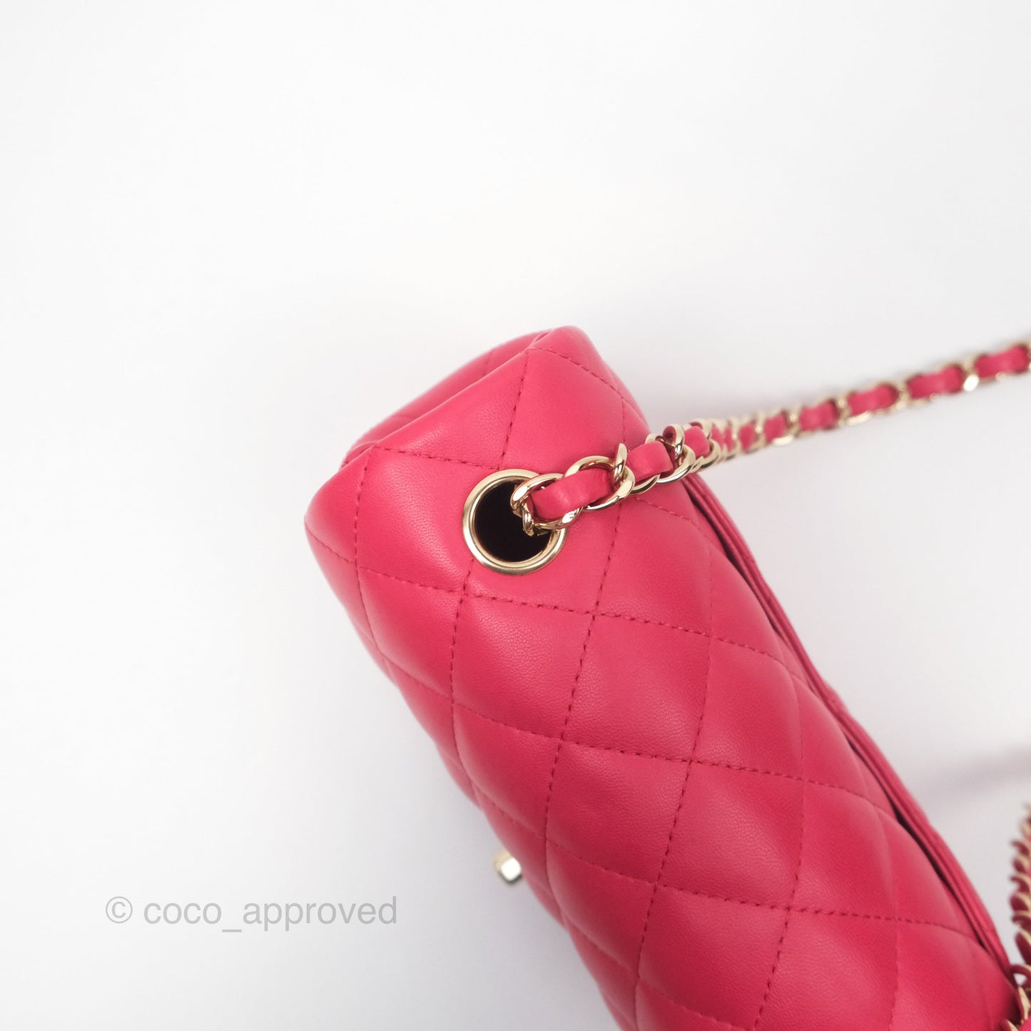 Chanel Quilted Mini Rectangular Flap Berry Red Lambskin Gold Hardware