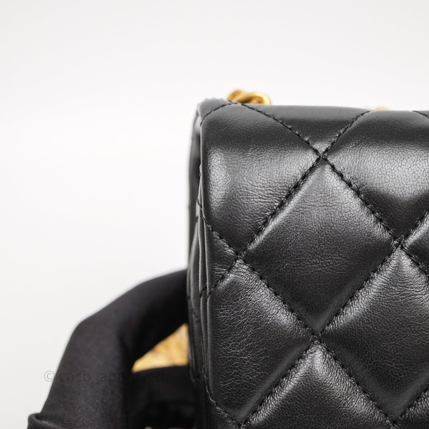 Chanel Small All Slide Adjustable Chain Flap Bag Black Lambskin Aged Gold Hardware 22K