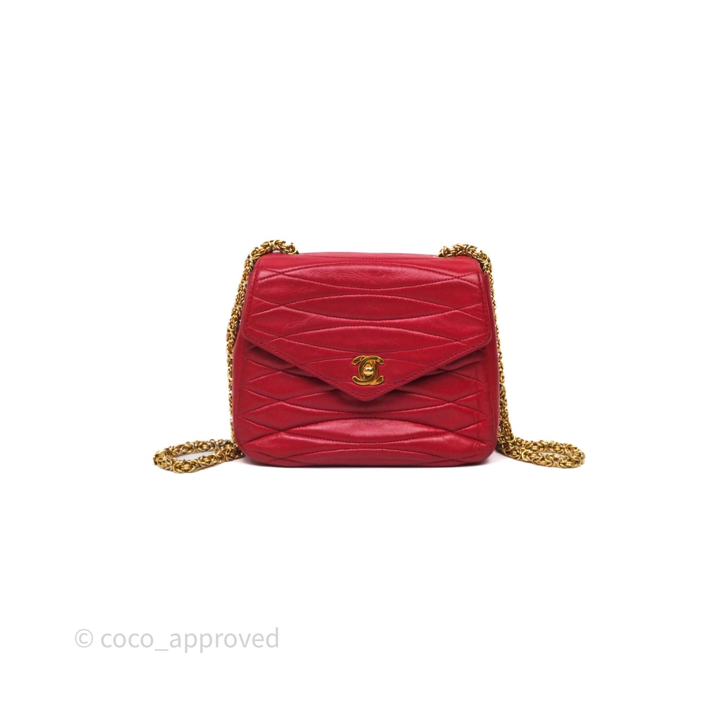 Chanel Vintage Quilted Flap Bag Red Lambskin Gold Hardware